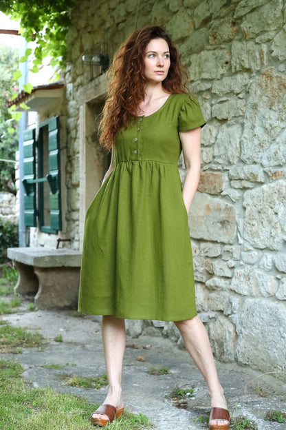 Lotika button-up linen dress, Czech made