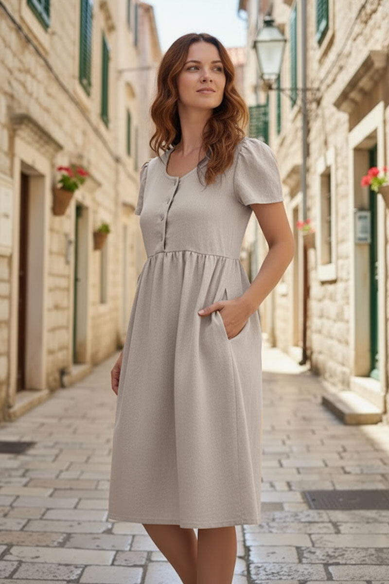 Lotika button-up linen dress, Czech made