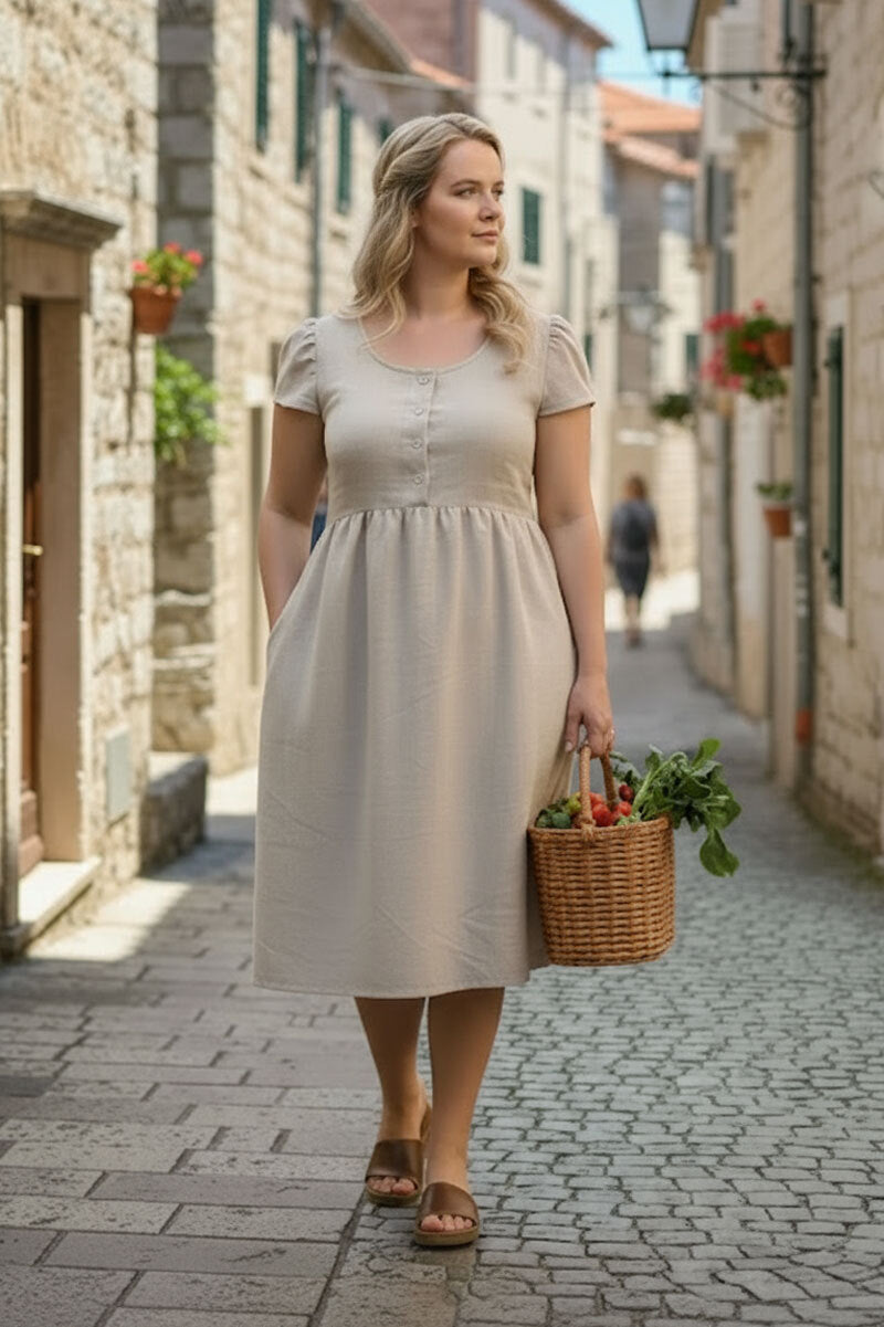 Lotika button-up linen dress, Czech made