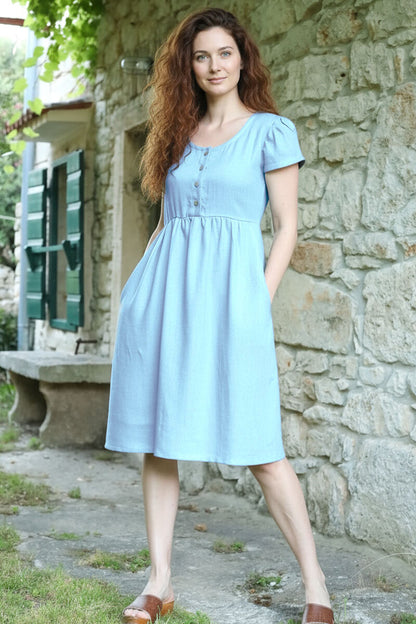 Lotika button-up linen dress, Czech made
