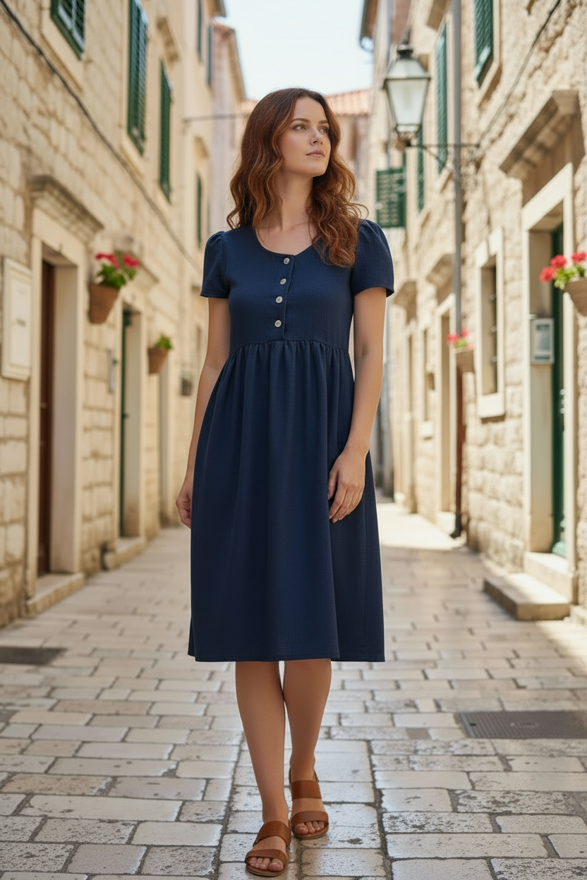 Lotika button-up linen dress, Czech made