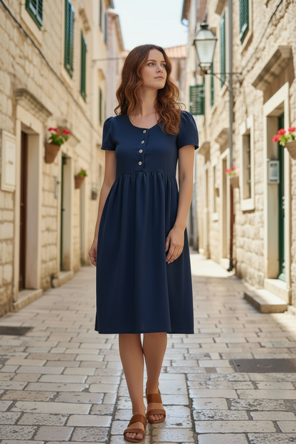 Lotika button-up linen dress, Czech made