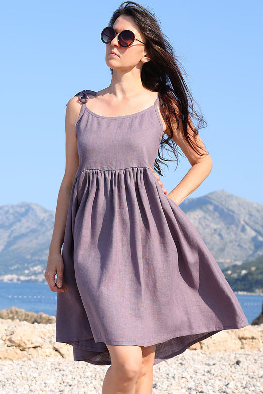 , lilac linen dresses 