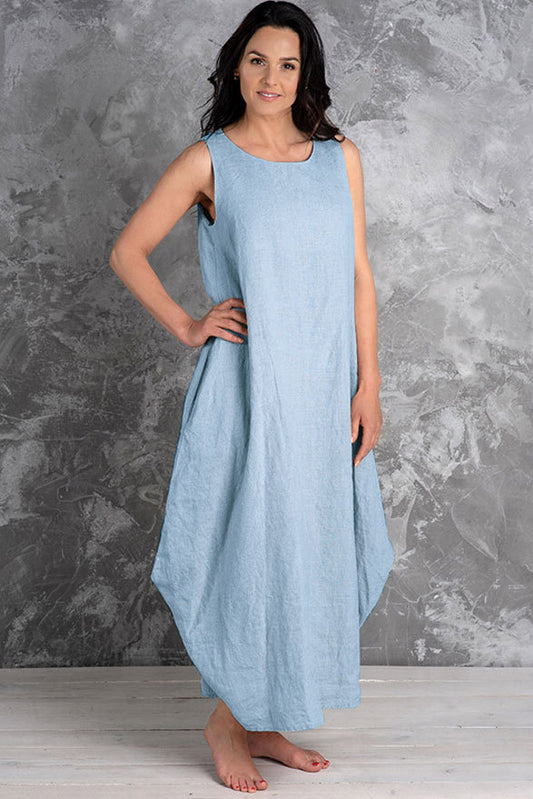 , blue linen dresses 